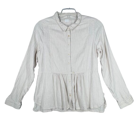 Poetry Shirt Womens 14 Ivory Natural Cottagecore Peasant‎ Neutral Minimalist - Picture 1 of 8